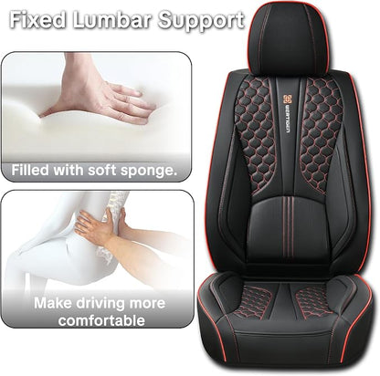 Car Seat Cover Set Interior Accessories Waterproof Leather with Lumbar Support Airbag Compatible Non-Slip 5-Piece Complete Set Pet-Friendly Car Seat Covers Fits Most Vehicle Models