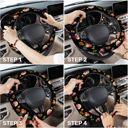 GENANY Witch Fantasy Steering Wheel Cover, Non Slip Polyester Car Wheel Protector for Car SUV Truck, Universal 15 Inch