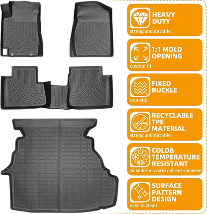 Floor Mats for Toyota Camry 2002 2003 2004 2005 2006, Camry Floor Mats ONLY Sedan, TPE Non-Slip Waterproof Summer Winter, Front & Rear Row & Cargo