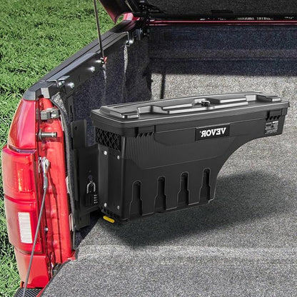 VEVOR Truck Bed Storage Box, Lockable with Password Padlock, 6.6 Gal/25 L ABS Wheel Well Tool Box, Waterproof and Durable, Compatible with Ford F-150 2015-2021, Drivers Side (Left)