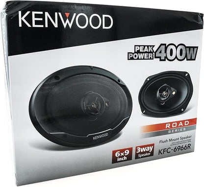 Kenwood KFC-6966R Road Series Car Speakers (Pair) - 6"x9" 3-Way Car Coaxial Speakers, 400W, 4-Ohm Impedance, Polypropylene Woofer & Electro-Dynamic Tweeter, Heavy Duty Magnet Design
