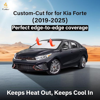 EcoNour Windshield Sunshade for Kia Forte 2019-2023 2024 2025, Sun Visor for Front Windshield & Window Sun Shade Cover, UV Heat Blocker & Protector, Car Accessories