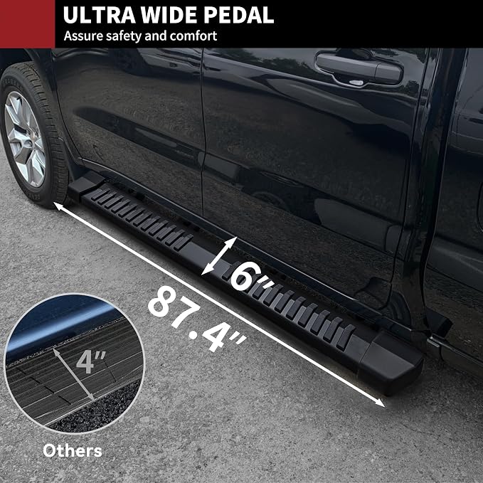 YITAMOTOR 6 Inches Running Boards Compatible with 2019-2026 Chevy Silverado/GMC Sierra 1500 Crew Cab, 2020-2026 2500HD 3500HD Crew Cab Side Steps Textured Black Nerf Bars(Excl. 2019 1500 LD)