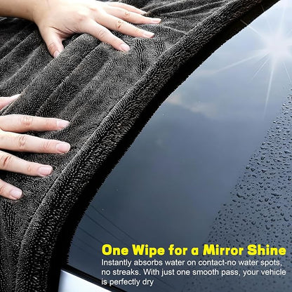 Aodaer 2 Pack Car Drying Towel, 1200GSM Microfiber Towels for Cars | 24 x 48 Inch & 12 x 12 Inch Super Absorbent Detailing Towels Dual Sided Streak-Free Twisted Loop for Auto SUV Truck Boat Home
