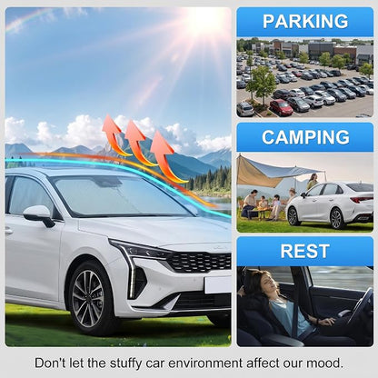 Custom Fit Windshield Sun Shade for Kia K4 2025-2026 | Custom Fit Windshield Cover, Blocks UV Rays, Double-Layer Heat Shield, Durable Frame, Easy Fold & Storage