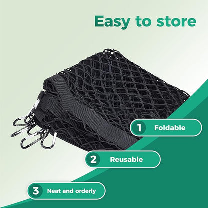 Stretchable Cargo Net with Hooks(6' x 4' Stretches to 12'x8') - Adjustable Elastic Trunk and Truck Bed Storage Organizer for Cars and Trucks, Ideal for Securing Light Loads, Easy to Install