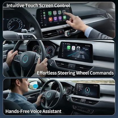 2026 Wireless CarPlay Adapter & Android Auto Dual System, Plug & Play Auto Connect Low Latency, USB-C Included, Compatible with Factory Wired CarPlay Cars for iPhone iOS 10+