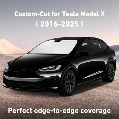 EcoNour Windshield Sunshade Compatible for Tesla Model X 2016-2023 2024 2025, Sun Visor for Front Windshield & Window Sun Shade Cover, UV Heat Blocker & Protector, Car Accessories