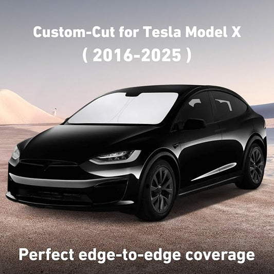 EcoNour Windshield Sunshade Compatible for Tesla Model X 2016-2023 2024 2025, Sun Visor for Front Windshield & Window Sun Shade Cover, UV Heat Blocker & Protector, Car Accessories