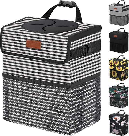 Vankor Car Trash Can for Car Cute, Bag Bin Hanging Waterproof Automotive Garbage Cans Leak Proof Vehicle Trash Can Stripe