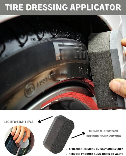 oesee 7PCS Pro-Grade Wheel Cleaning Kit: Long Handle Soft Wheel Brushes, Detailing Brush, Tire Scrubber, Wash Mitt, Hex-Logic Applicator & Microfiber Towel for Deep Car Detailing