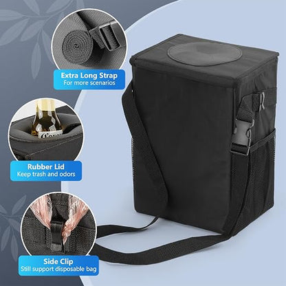 Ryhpez Car Trash Can with See Through Window, Clear Black Multipurpose Car Organizer Storage with Removable Liner, Leakproof Car Garbage Container for Vehicles, SUV, Truck (2.1Gallon/8L)