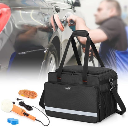 samdew Large Detailing Bag, Detail Organizer for Auto Detailing Supplies Storage, Car Cleaning Caddy for Vehicle Wash Tools, Car Care Box for Detailing Bottles, Towel, Buffer and More, Bag Only