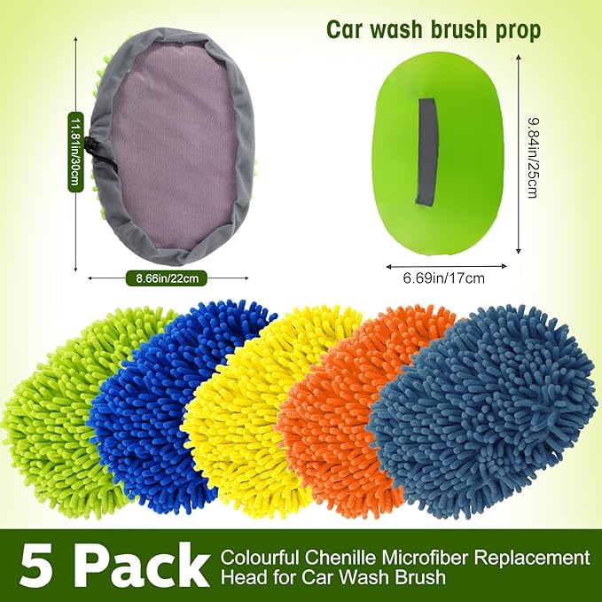Layhit 5 Pcs Car Wash Mitt Set, Brush Not Included, Microfiber Mitt Cleaning Car Truck Washing Tools Kit RV Pickup Chenille Scratch Replacement (Multicolor)