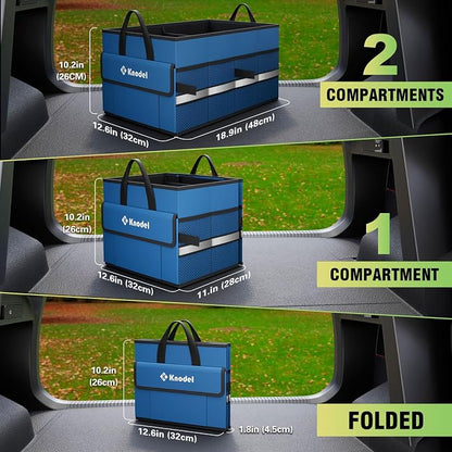 K KNODEL Car Trunk Organizer, Collapsible Car Trunk Storage Organizer, Car Organizer and Storage for SUV, Truck, Sedan (Small, Blue)