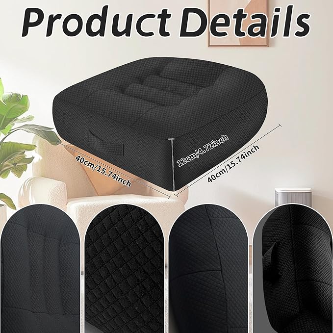 Car Booster Thick Height Adjustable Seat Cushion with Breathable Mesh Cover, Portable Seat Cushion for Driving, Office Chairs Wheelchairs Trucks SUV's and Home Use Black