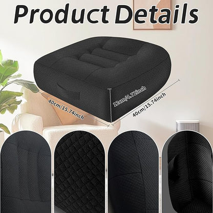 Car Booster Thick Height Adjustable Seat Cushion with Breathable Mesh Cover, Portable Seat Cushion for Driving, Office Chairs Wheelchairs Trucks SUV's and Home Use Black