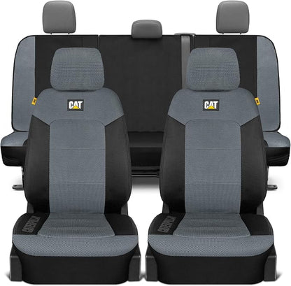 CAT MeshFlex Seat Covers Full Set for Full-Size Pickup Trucks Only - Gray | Front Bucket Seat Covers & 60/40 Split Rear Bench Protector – Interior Accessories For F-150, Silverado, Ram, Sierra & Tundra