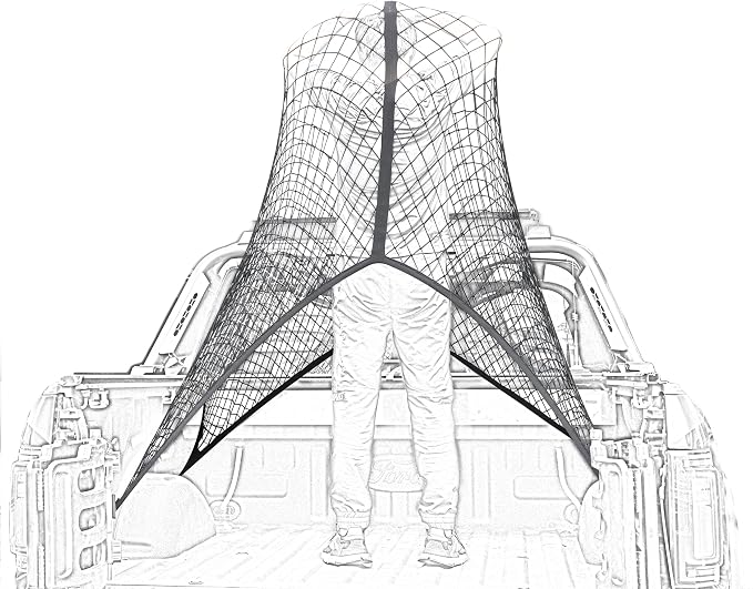 Highly Elastic Cargo Net, 4'x6' Stretches to 8'x12, Suitable for 6.5ft - 8.1ft Long Bed Trucks, Trailers (Lager Double Layer)