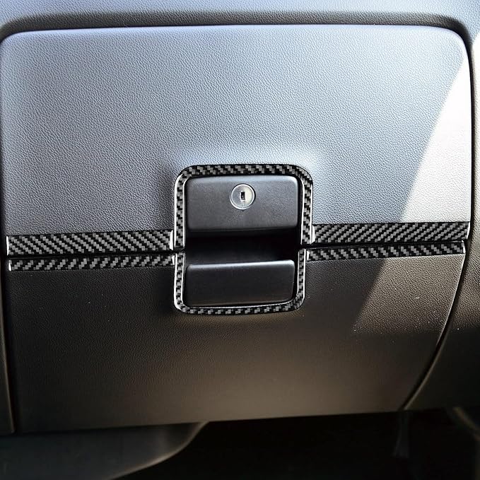 Real Carbon Fiber Fit for Chevy Silverado/GMC Sierra 1500 2014-2018 for 2500/3500HD 2015-2019 Car Co-Pilot Glove Box Decorative Strip Trim Dash Decals Sticker Auto Interior Accessories Cover Black