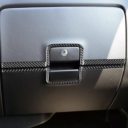 Real Carbon Fiber Fit for Chevy Silverado/GMC Sierra 1500 2014-2018 for 2500/3500HD 2015-2019 Car Co-Pilot Glove Box Decorative Strip Trim Dash Decals Sticker Auto Interior Accessories Cover Black