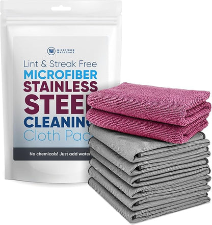 Claro Stainless Steel Cleaning Cloth 8-Pack – Clean Appliances, Fridge Sinks with Just Water (No Chemicals) | Streak-Free, Spot-Free, Scratch-Free Microfiber | Restores Factory Shine, Home Commercial