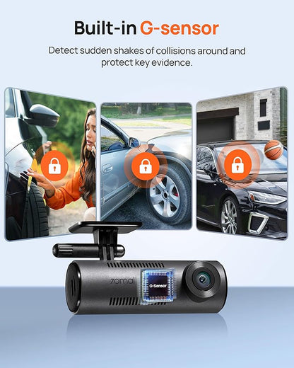 70mai Dash Cam M310, Dash Camera for Cars 1296P QHD, Smart Dash Cam Front Built in WiFi, 130° Wide-Angle FOV, WDR, Night Vision, iOS/Android Mobile App, Loop Recording, Parking Monitor, Time-Lapse