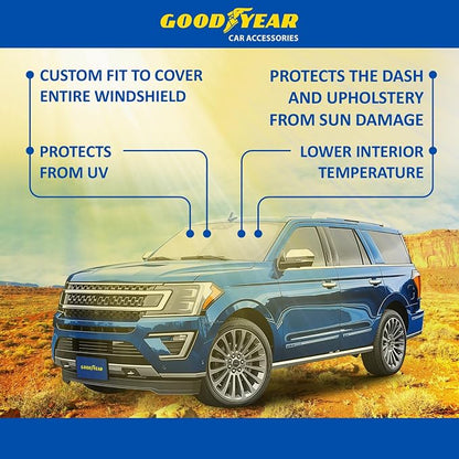 Goodyear Foldable Windshield Sunshade for Honda Pilot 2016-2022, SUV car Accessories, Sunshade Cover, Sun Shade Car Windshield, Window Sun Blocker - GY008342