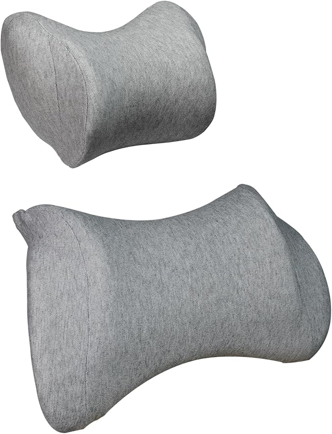 Lumbar Support Pillow for Car, Car Neck Pillow Kit for Pain Relief with Adjustable Strap, Car Headrest Pillow Ergonomic Design for Comfort