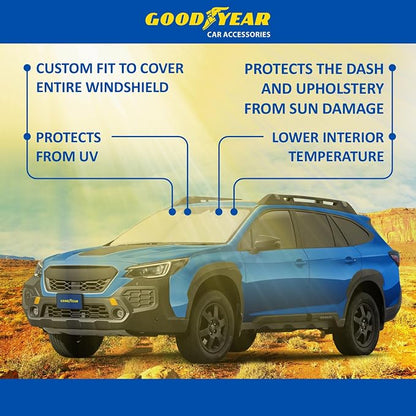 Goodyear Foldable Windshield Sunshade for Subaru Outback 2020-2025, Car Accessories, Sunshade Cover, Sun Shade Car Windshield, Window Sun Blocker - GY008280