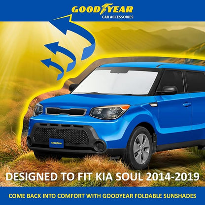 Goodyear Foldable Windshield Sunshade for Kia Soul 2014-2019, Car Accessories, Sunshade Cover, Sun Shade Car Windshield, Window Sun Blocker - GY008215