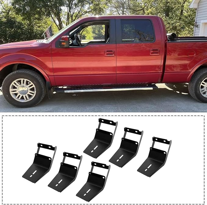 COMNOVA Pair Running Board Compatible with 17-26 Ford F250 Superduty Crew Cab（4 Full Size Doors） Rocker Slider Side Steps,Width 6 Inches V Style.with OE Style Brackets.