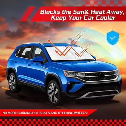 ARISMOTOR Windshield Sun Shade for Volkswagen VW Taos 2022-2025 2026, Custom Fit Foldable Front Window Sunshade Sun Visor Protector, Block UV Rays Keep Your Car Cooler