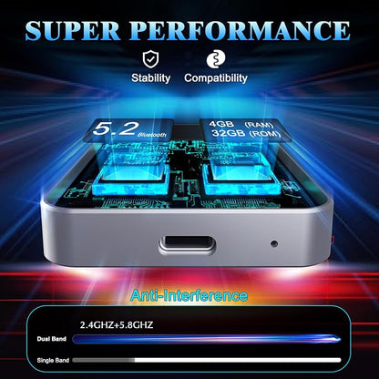 Wireless CarPlay Adapter for iPhone, 3 in 1 AI Box Surpports with OEM Wired to Wireless Apple CarPlay, Android Auto and Streaming Netflix/YouTube/TikTok, Plug and Play, Stable Connection, HDMI Output