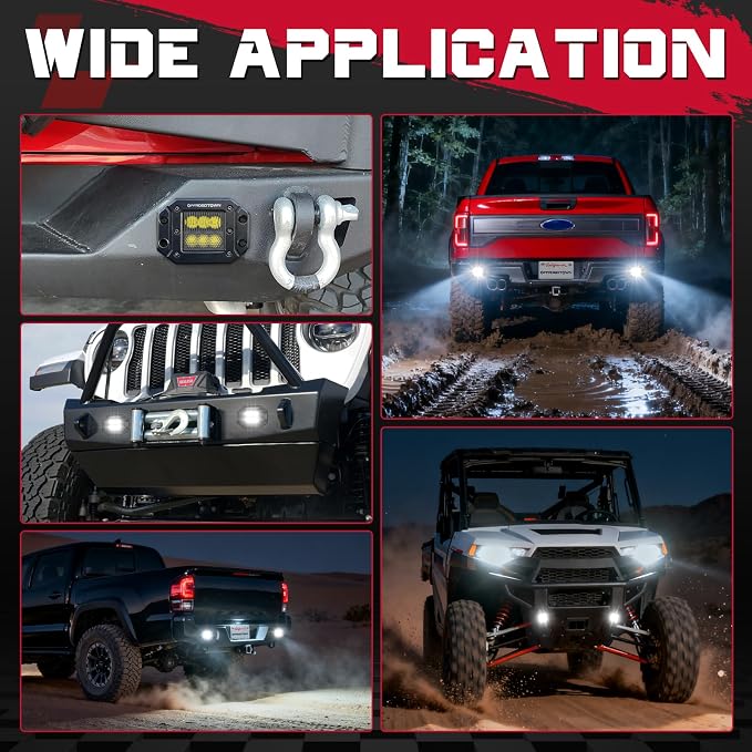 Flush Mount LED Pods, OFFROADTOWN 5'' 12,000LM CREE LED Driving Lights Reverse Backup Light Flush Light Bar Off Road Lights Work Light for Truck Pickup UTV ATV SUV Boat 4x4 Car - Driving Combo