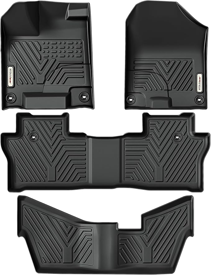 YITAMOTOR Floor Mats Fit for Honda Pilot 2022-2016,All-Weather Floor Liners Set Front 1st & 2nd 3rd Seat Floor Liner Set Black, 8 Passenger Model