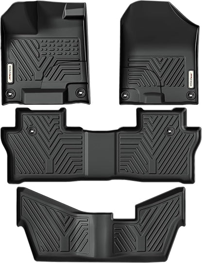 YITAMOTOR Floor Mats Fit for Honda Pilot 2022-2016,All-Weather Floor Liners Set Front 1st & 2nd 3rd Seat Floor Liner Set Black, 8 Passenger Model