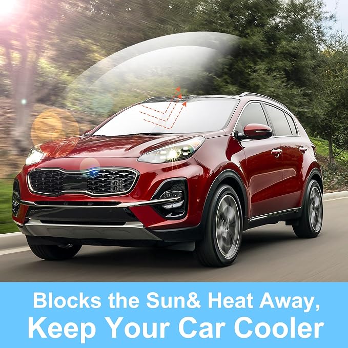 TINGLU Sun Shade for Kia Sportage 2018-2022 Accessories Windshield Sun Shade Window Shade UV Rays Protection Sun Visor Cover with Steering Wheel Sunshade Storage Bag