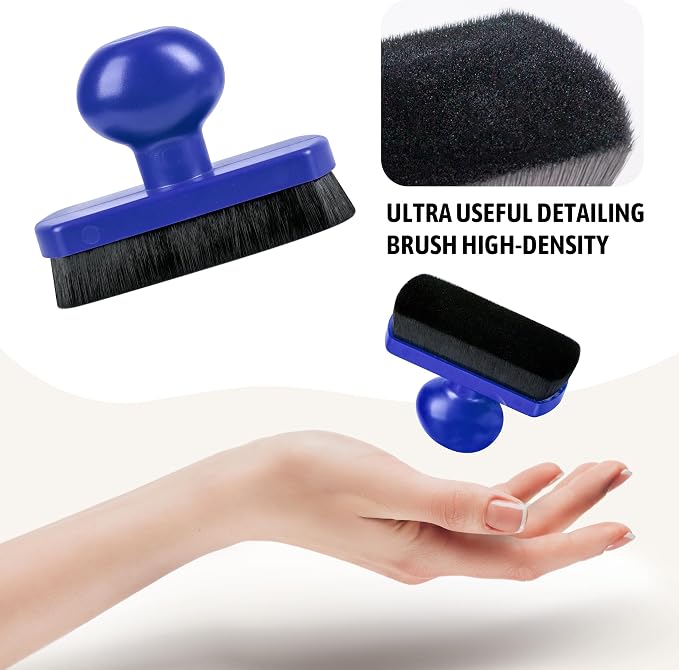 BABYSHEEP Tire Shine Applicator Brush - Large Automotive Tire Dressing Applicator with Storage Stand for Car Detailing & Wash Kit, 3.6 Inch Length (Blue)