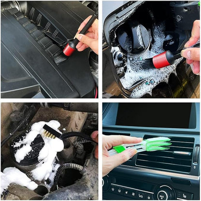 HMPLL 10pcs Auto Car Detailing Brush Set Car Interior Cleaning Kit Includes 5 Boar Hair Detail Brush,3 Wire Brush, 2 Air Vent Brush for Cleaning Car Interior Exterior, Dashboard Engines Leather Wheel