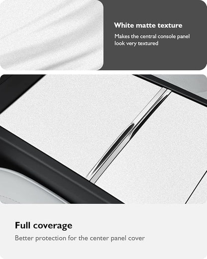 Farmogo Center Console Carbon Kit for Tesla Model Y Juniper 2025-2026 & Model 3 Highland 2024-2026 Accessories 3PCS Center Console Cover Interior Decoration Wrap Kit (White)