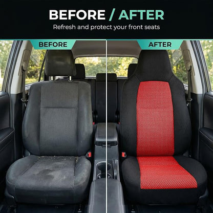 FH Group Automotive Front Car Seat Covers for SUV, Trucks, Sedan and More - Universal Fit Front High Back Design Interior Accessories - 3D Mesh Fabric Center Panel - Red