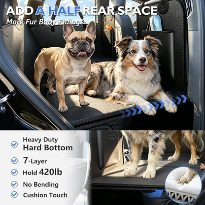 Truck Back Seat Extender for Dogs - Dog Seat Cover Back Seat for Trucks with Hard Bottom, Waterproof Anti Scratch Dog Travel Hammock for F150 RAM Silverado Sierra Tundra, Black