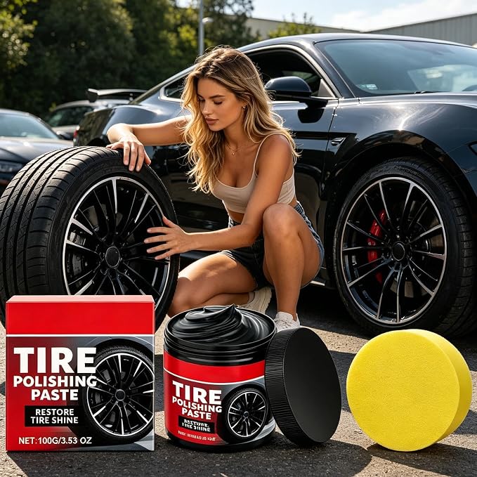 Tire Coating Paste, with Long Lasting UV Protection, 100 G, Tire Restorer, Shine Enhancer, Protective Formula, for Vehicle Truck Outdoor Detailing