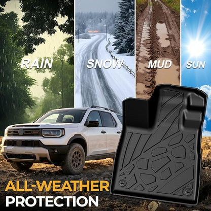 Floor Mats for Honda Passport 2026, All Weather Floor Mats Trunk Cargo Liner with Backrest Protectors, Lower Cargo Mat and Door Sill Guards Accessories, Full Coverage Set