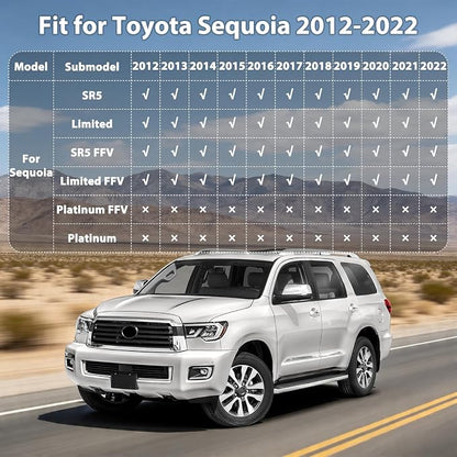 Floor Mats & Cargo Liner for Toyota Sequoia 2012-2022, All Weather TPE Floor Liners Custom Fit Sequoia Heavy Duty Car Mats 1st & 2nd & 3rd Row & Trunk Mat Accessories Odorless Anti Slip Black