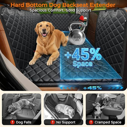 URPOWER Hard Bottom Dog Car Seat Cover for Pets 100% Waterproof Seat Cover Hammock 600D Heavy Duty Scratch Proof Nonslip Durable Soft Back Seat Covers for Cars Trucks and SUVs