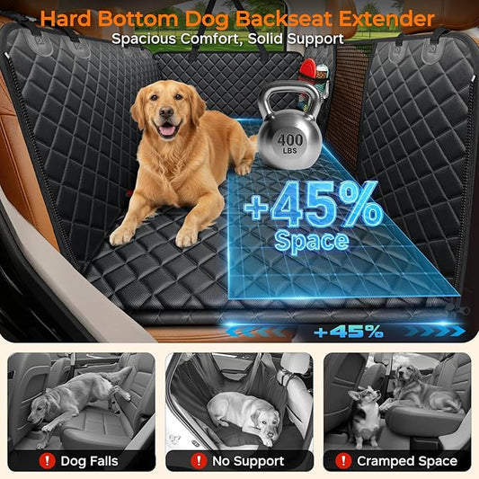 URPOWER Hard Bottom Dog Car Seat Cover for Pets 100% Waterproof Seat Cover Hammock 600D Heavy Duty Scratch Proof Nonslip Durable Soft Back Seat Covers for Cars Trucks and SUVs