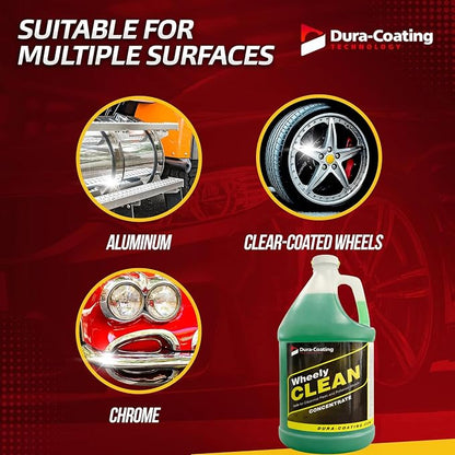 DURA-COATING TECHNOLOGY Wheely Clean Concentrate - Good for Chrome Wheel Cleaner, Clear-Coated, or Aluminum Wheel Cleaner - Professional Tire Shine & Rim Cleaner Spray - Car Care Solution - 1 Gallon