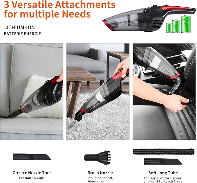 Fityou Handheld Vacuum Cleaner Cordless, Rechargeable (USB Charge), Powerful Suction Cleaner, Portable Hand Vacuum for Pet Hair Home and Car Cleaning, Wet & Dry